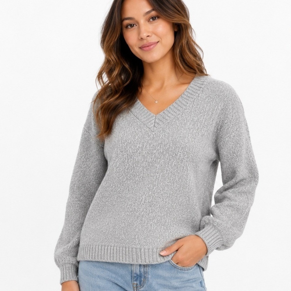 Philosophy‎ Republic Clothing V-Neck Sweater Womens Small Grey Boucle Knit
